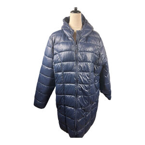 Elegant Navy Puffer Coat for Women